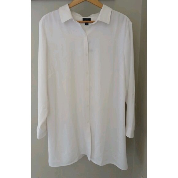 New J. Jill Wearever Collection Button Down Blouse Plus Size 2X Off White $89 - Picture 1 of 8